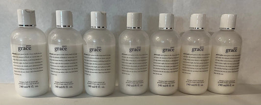 Lot Of 7 Philosophy Pure Grace Shampoo Shower Gel & Bubble Bath 8 Oz New Sealed